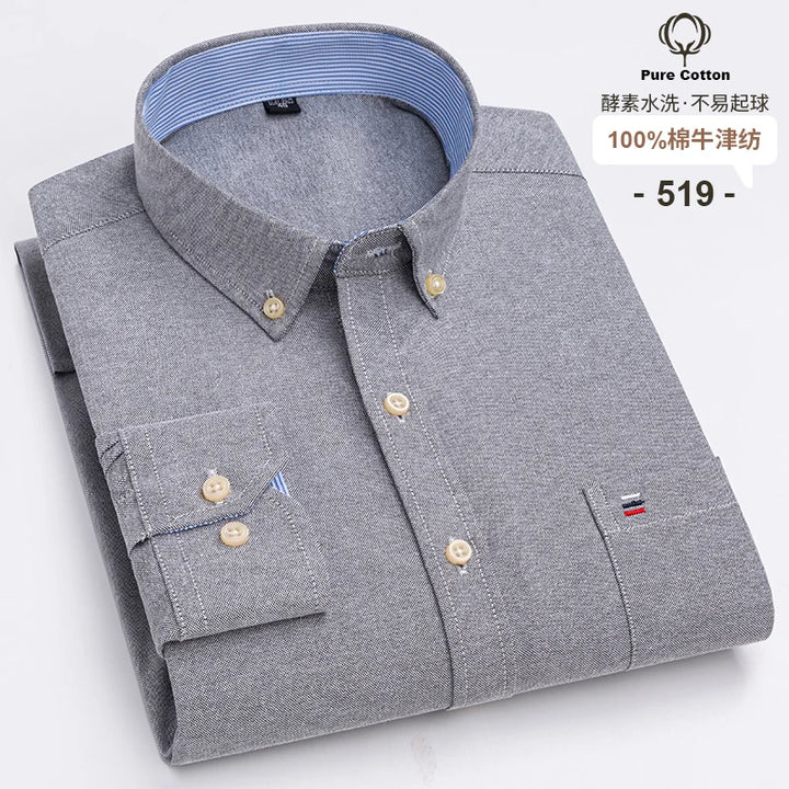 Men's Long Sleeve Cotton Oxford Plaid Button Down Casual Shirt S-7XL-Metro Lane Plaza