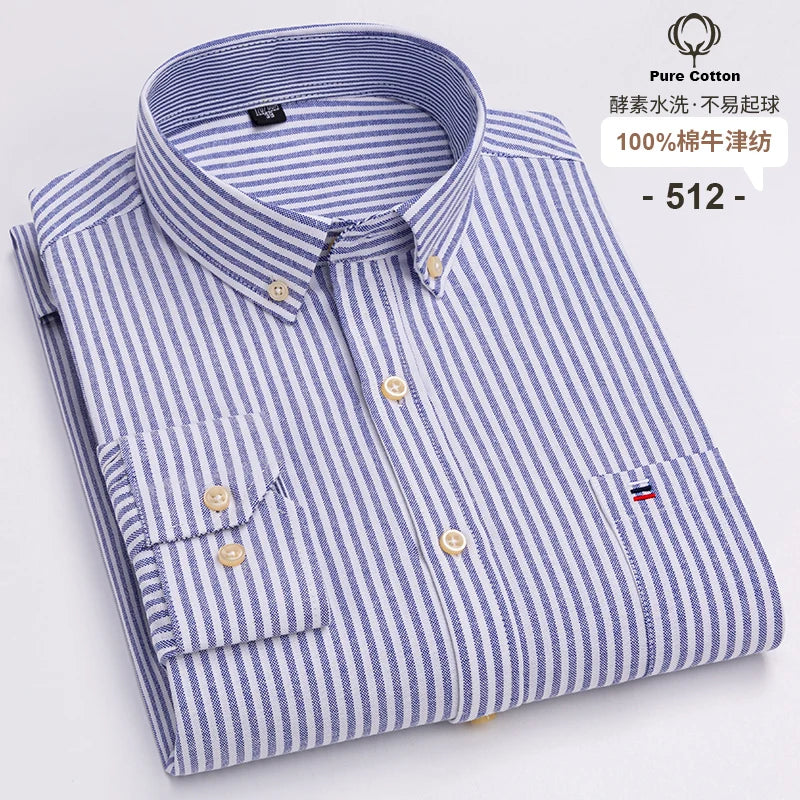 Men's Long Sleeve Cotton Oxford Plaid Button Down Casual Shirt S-7XL-Metro Lane Plaza