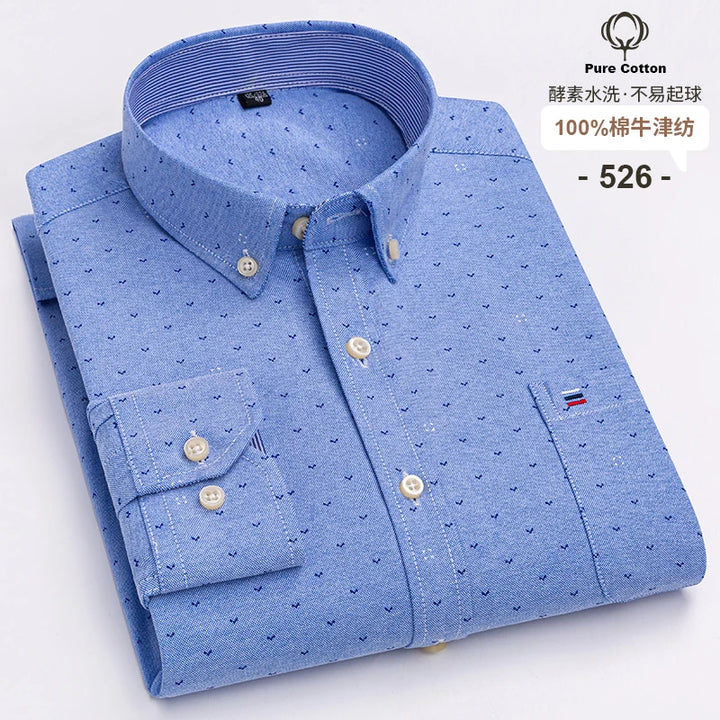 Men's Long Sleeve Cotton Oxford Plaid Button Down Casual Shirt S-7XL-Metro Lane Plaza
