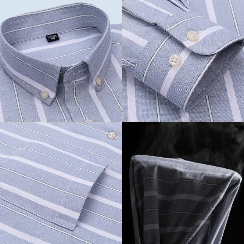 Men's Long Sleeve Cotton Oxford Plaid Button Down Casual Shirt S-7XL-Metro Lane Plaza