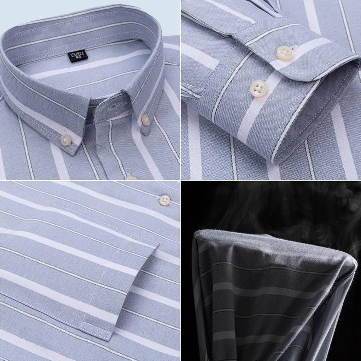 Men's Long Sleeve Cotton Oxford Plaid Button Down Casual Shirt S-7XL-Metro Lane Plaza