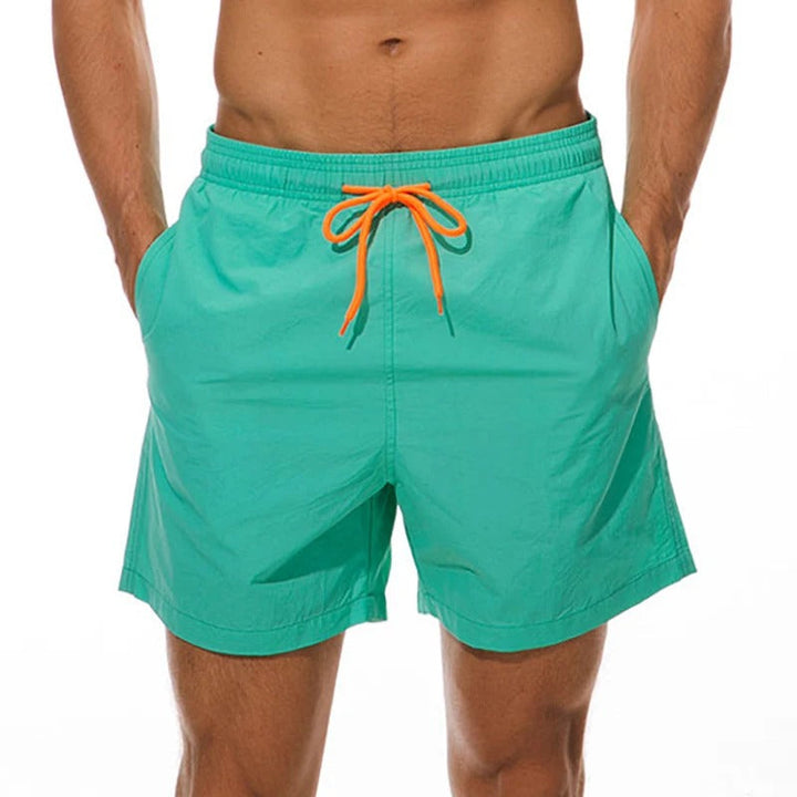 Men's Single-Colored Bathing Shorts with Contrast Drawstring-Metro Lane Plaza