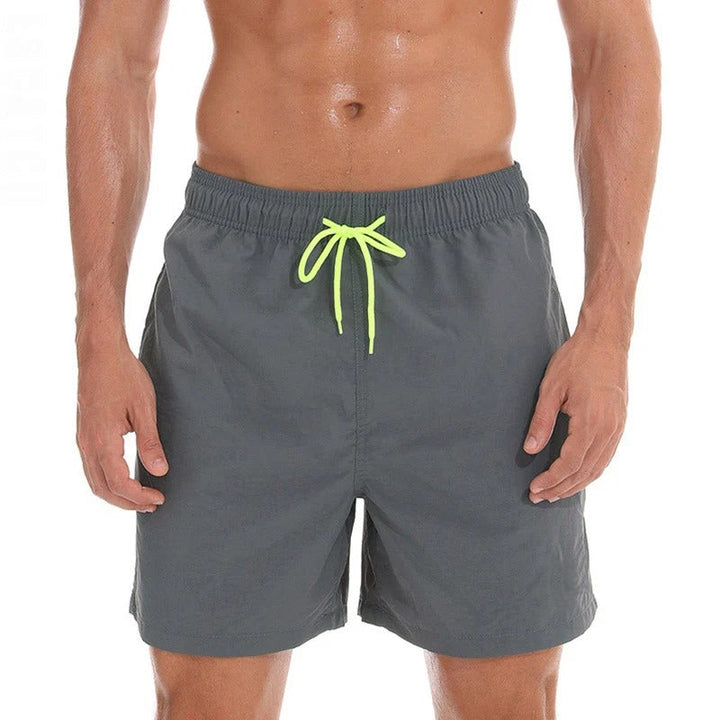 Men's Single-Colored Bathing Shorts with Contrast Drawstring-Metro Lane Plaza