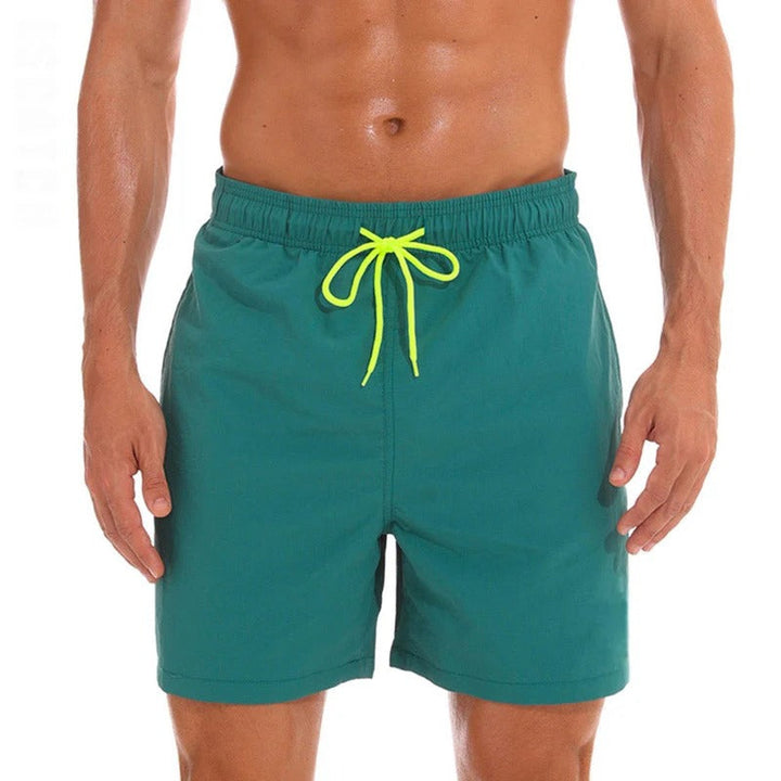 Men's Single-Colored Bathing Shorts with Contrast Drawstring-Metro Lane Plaza