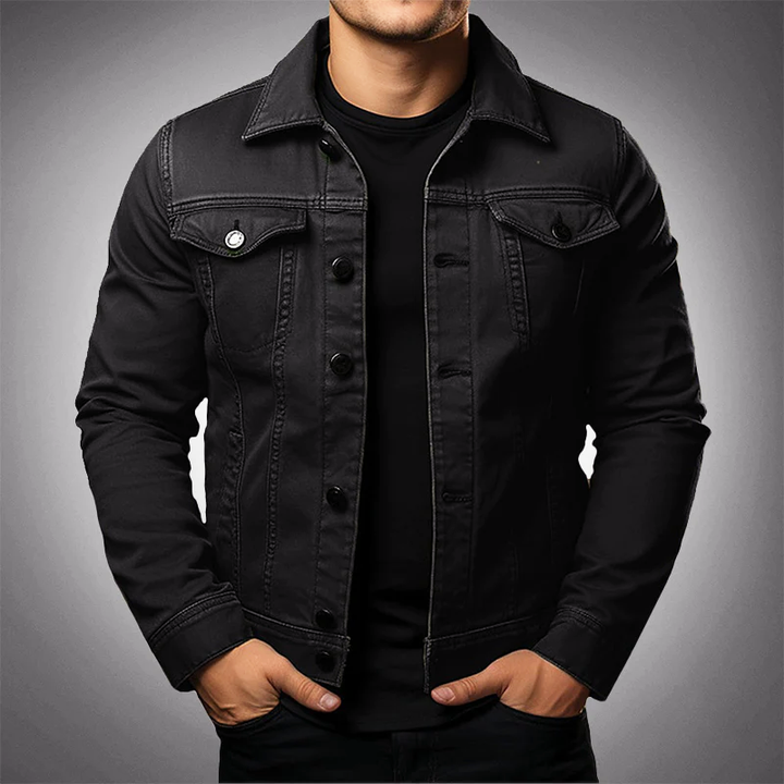 Men's Stylish Denim Jacket with Buttons and Functional Pockets-Metro Lane Plaza