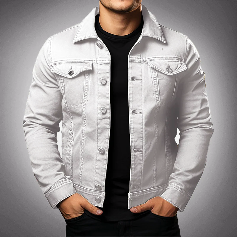 Men's Stylish Denim Jacket with Buttons and Functional Pockets-Metro Lane Plaza