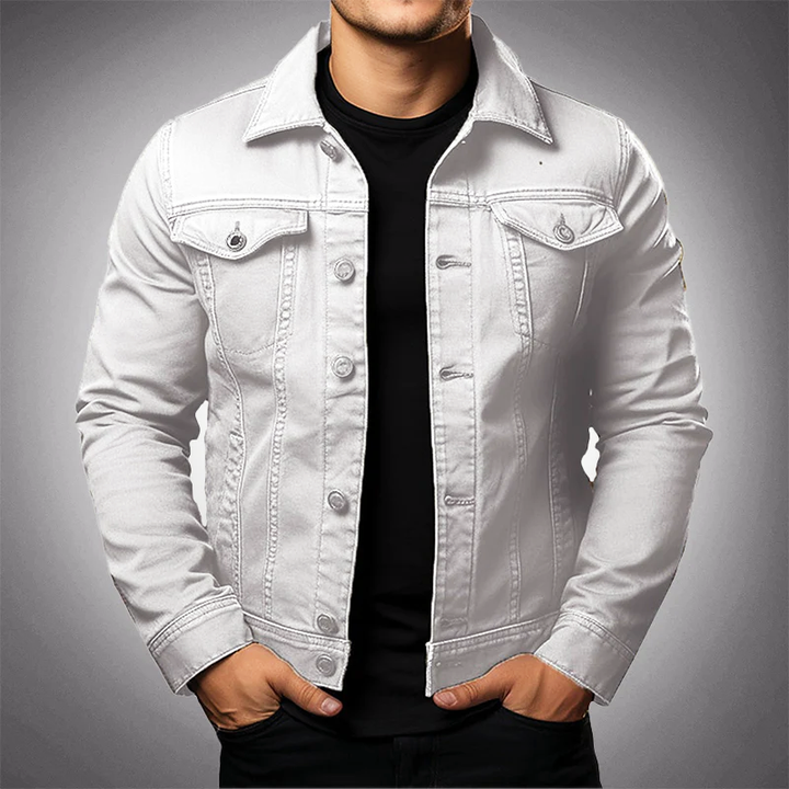 Men's Stylish Denim Jacket with Buttons and Functional Pockets-Metro Lane Plaza