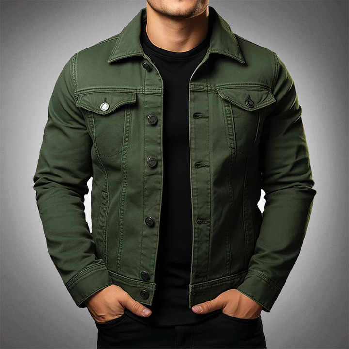 Men's Stylish Denim Jacket with Buttons and Functional Pockets-Metro Lane Plaza