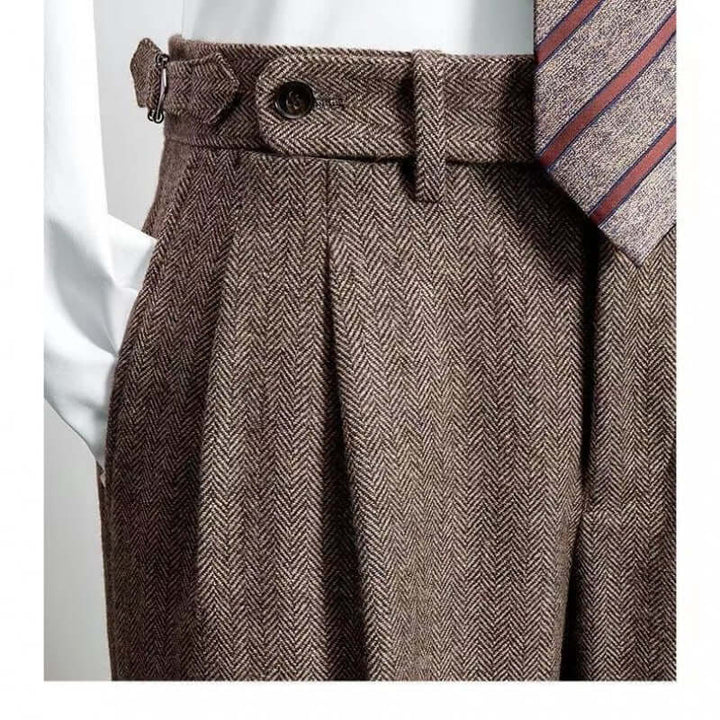 Men's Vintage Look Tweed Pants for Comfortable Style-Metro Lane Plaza