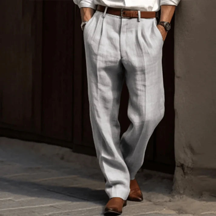 Lucas | Men's Elegant Breathable Pinstripe Trousers-Metro Lane Plaza