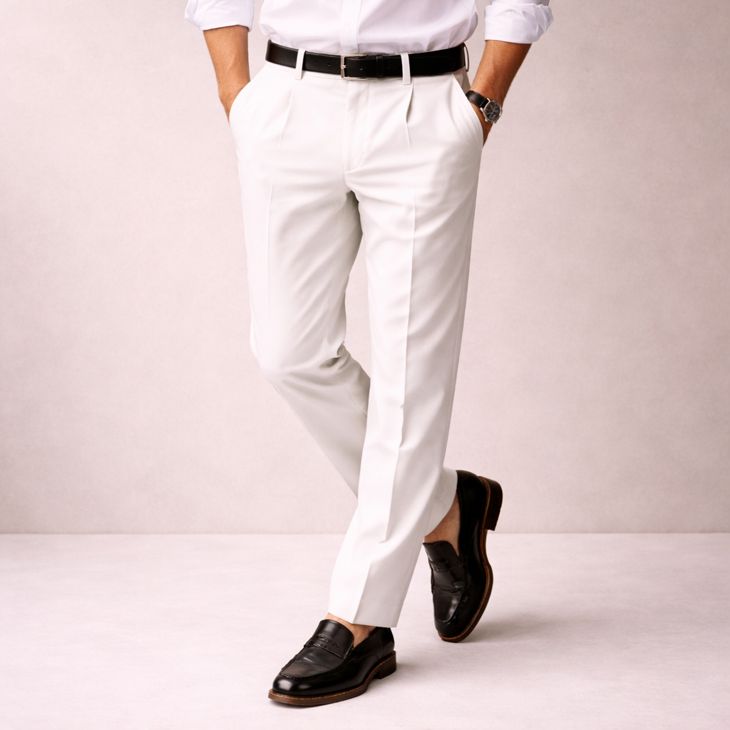 Lucas | Men's Elegant Breathable Pinstripe Trousers-Metro Lane Plaza