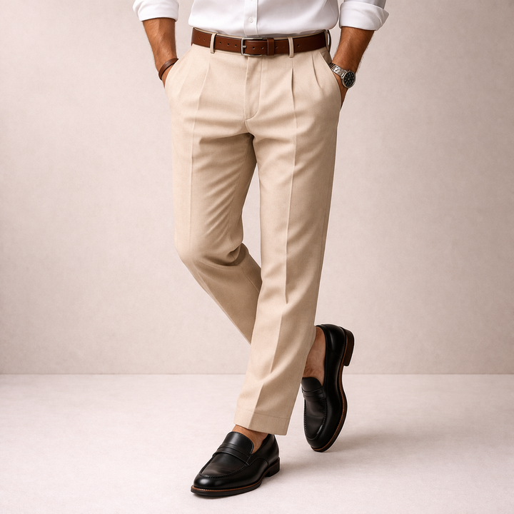 Lucas | Men's Elegant Breathable Pinstripe Trousers-Metro Lane Plaza