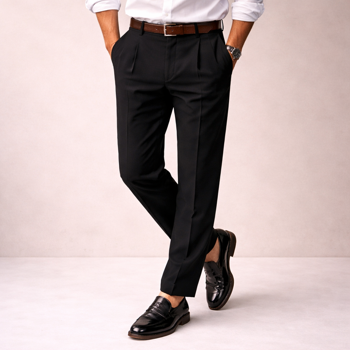 Lucas | Men's Elegant Breathable Pinstripe Trousers-Metro Lane Plaza