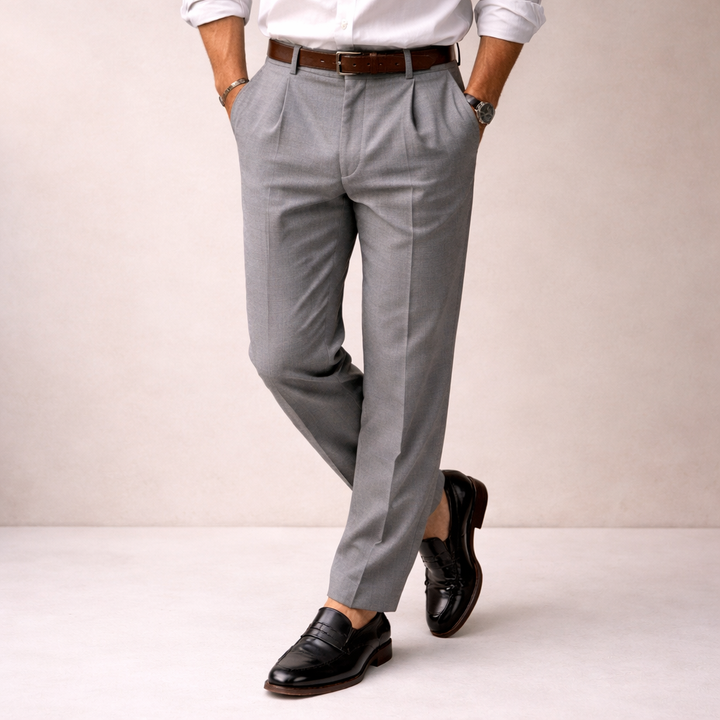 Lucas | Men's Elegant Breathable Pinstripe Trousers-Metro Lane Plaza