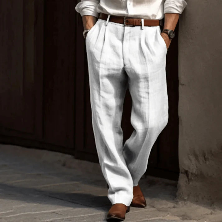Lucas | Men's Elegant Breathable Pinstripe Trousers-Metro Lane Plaza