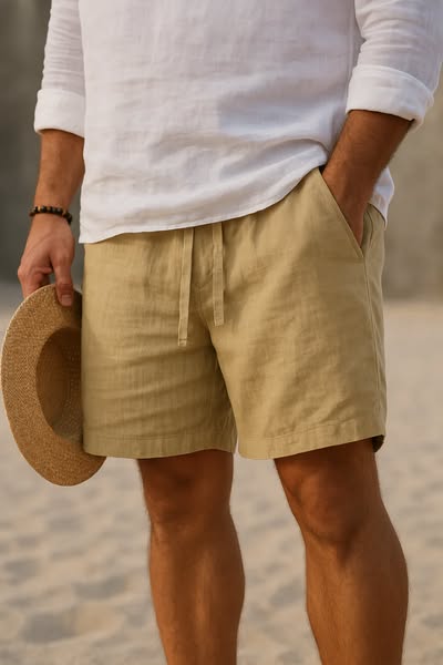 Luca | Men's Lightweight Cotton-Linen Summer Shorts-Metro Lane Plaza