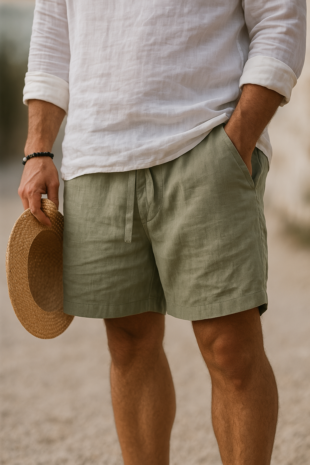 Luca | Men's Lightweight Cotton-Linen Summer Shorts-Metro Lane Plaza