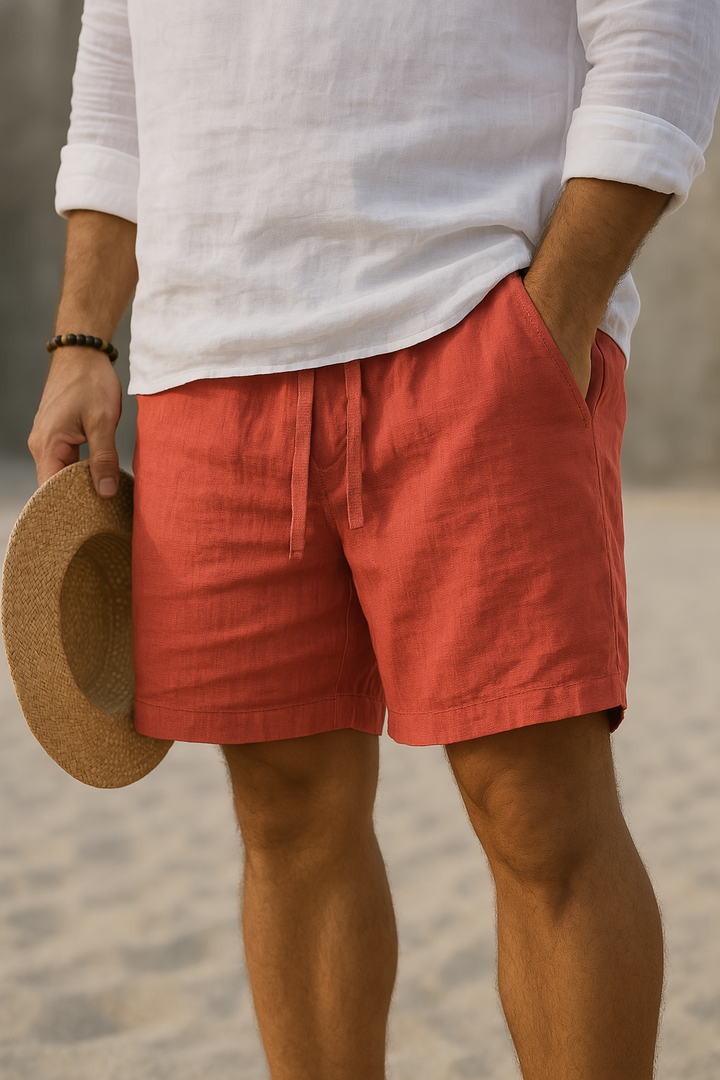 Luca | Men's Lightweight Cotton-Linen Summer Shorts-Metro Lane Plaza