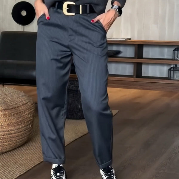 Samantha | Women's Elegant High-Waist Straight Leg Pants-Metro Lane Plaza