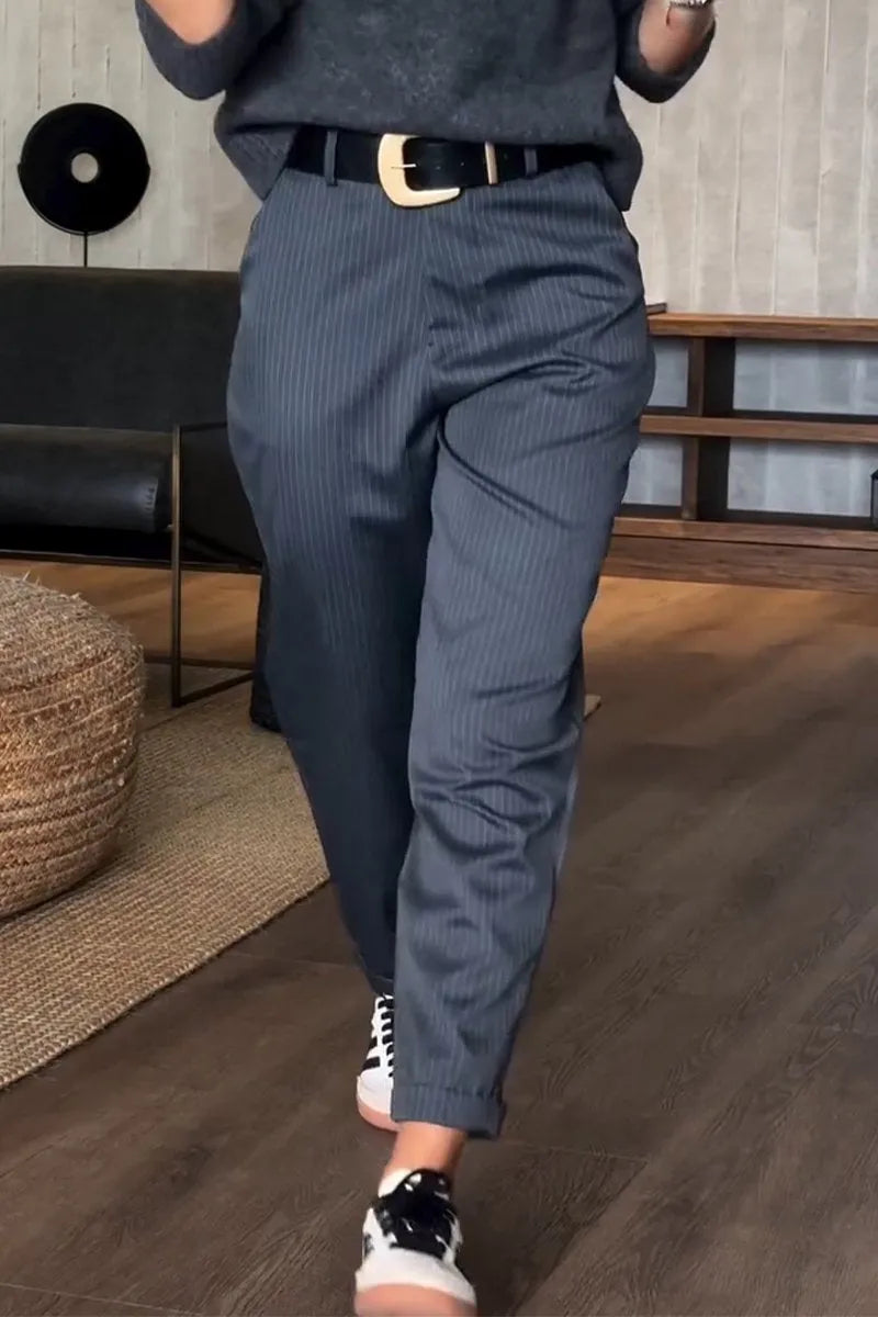 Samantha | Women's Elegant High-Waist Straight Leg Pants-Metro Lane Plaza
