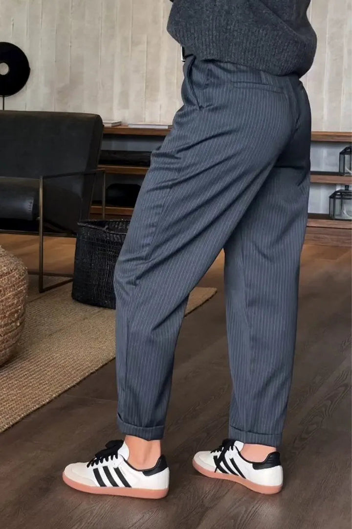 Samantha | Women's Elegant High-Waist Straight Leg Pants-Metro Lane Plaza