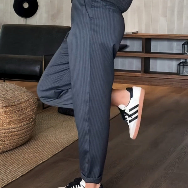 Samantha | Women's Elegant High-Waist Straight Leg Pants-Metro Lane Plaza
