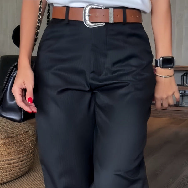 Samantha | Women's Elegant High-Waist Straight Leg Pants-Metro Lane Plaza