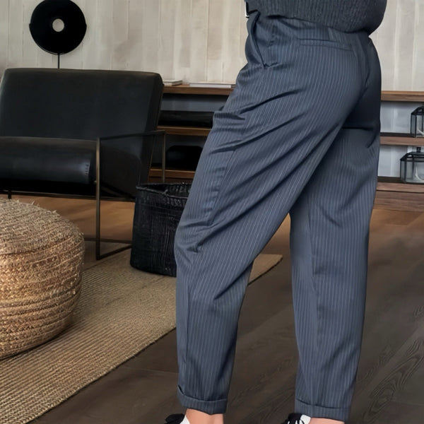 Samantha | Women's Elegant High-Waist Straight Leg Pants-Metro Lane Plaza