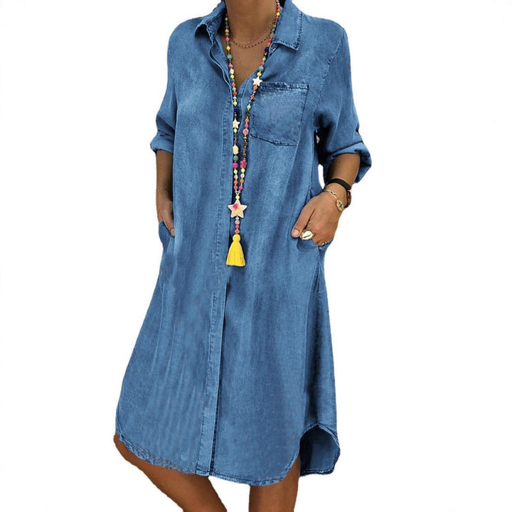 Mira | Women's Elegant Casual Denim Shirt Dress-Metro Lane Plaza