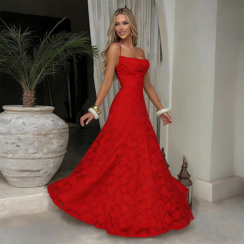Amy | Women's Elegant Lace Maxi Dress in Floor Length Style-Metro Lane Plaza