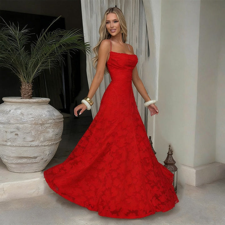 Amy | Women's Elegant Lace Maxi Dress in Floor Length Style-Metro Lane Plaza