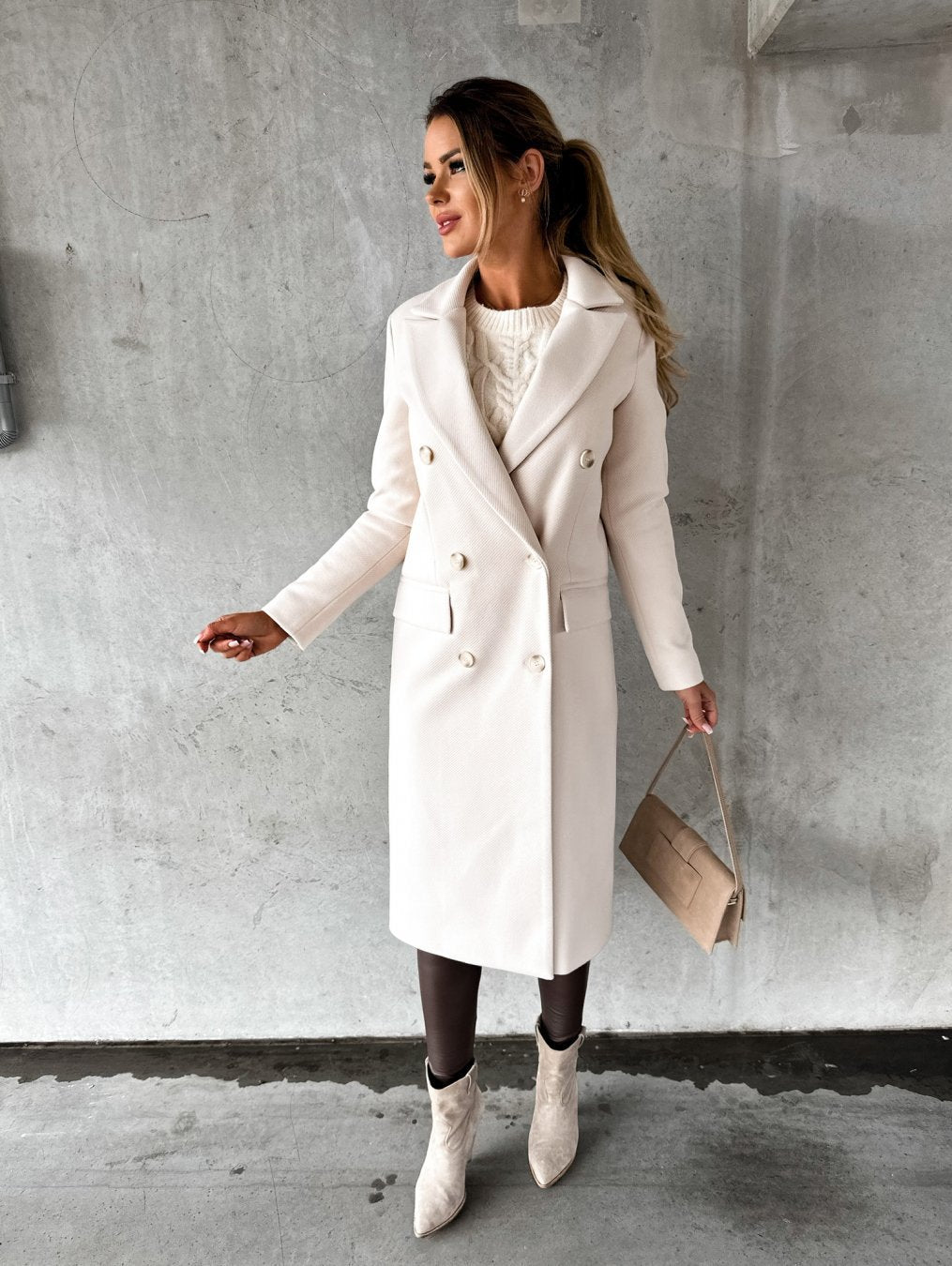 Women's Elegant Fit Stylish Long Coat-Metro Lane Plaza