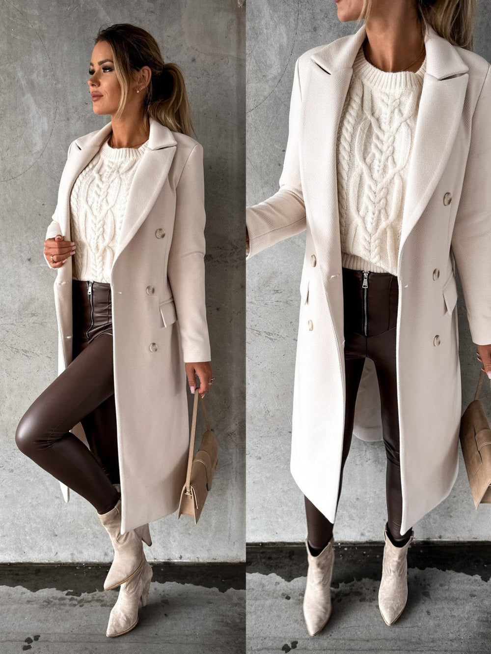 Women's Elegant Fit Stylish Long Coat-Metro Lane Plaza
