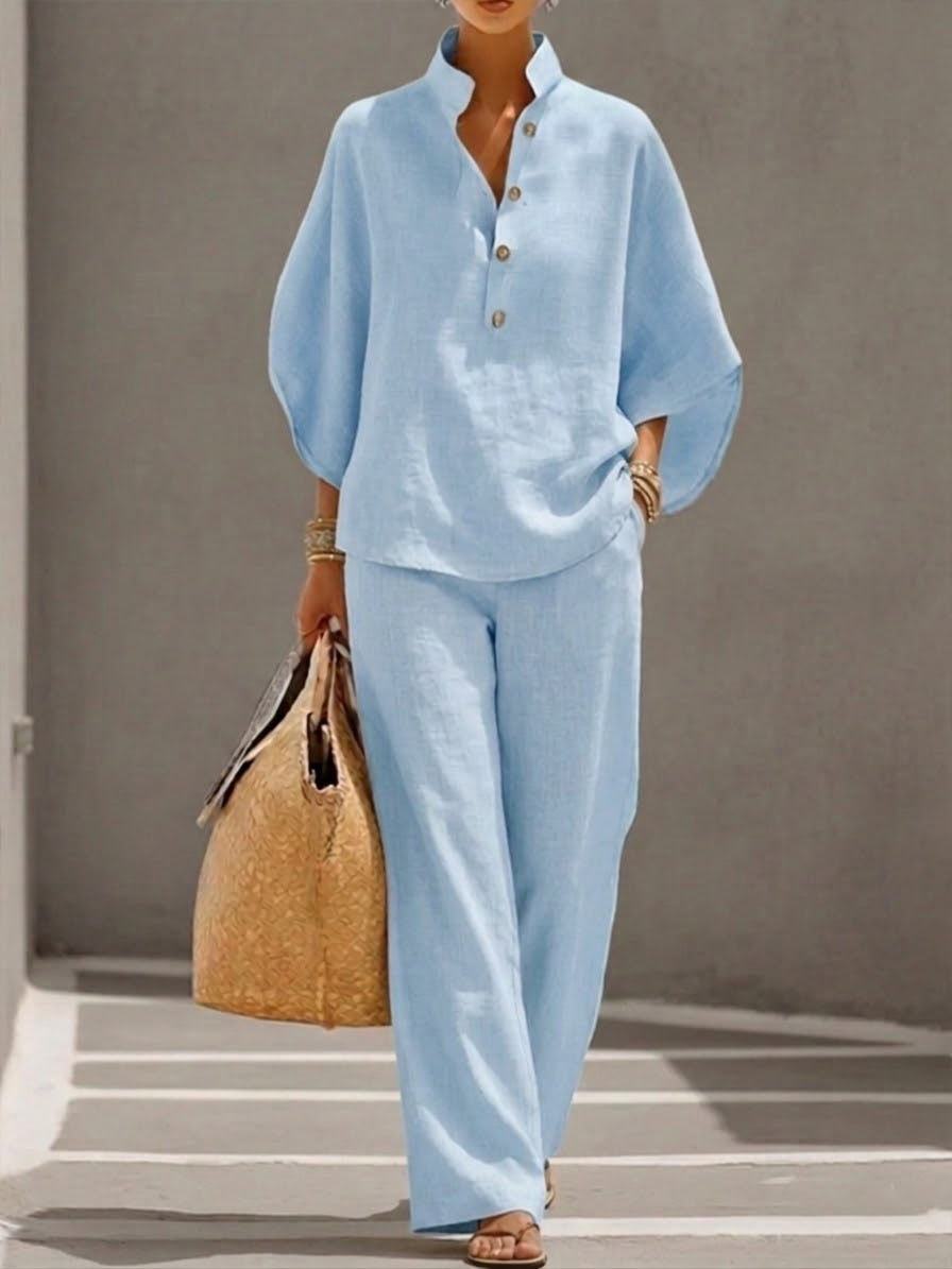 Nerina | Women's Breezy Effortless Loungewear Two Piece Set-Metro Lane Plaza