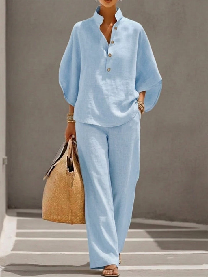 Nerina | Women's Breezy Effortless Loungewear Two Piece Set-Metro Lane Plaza