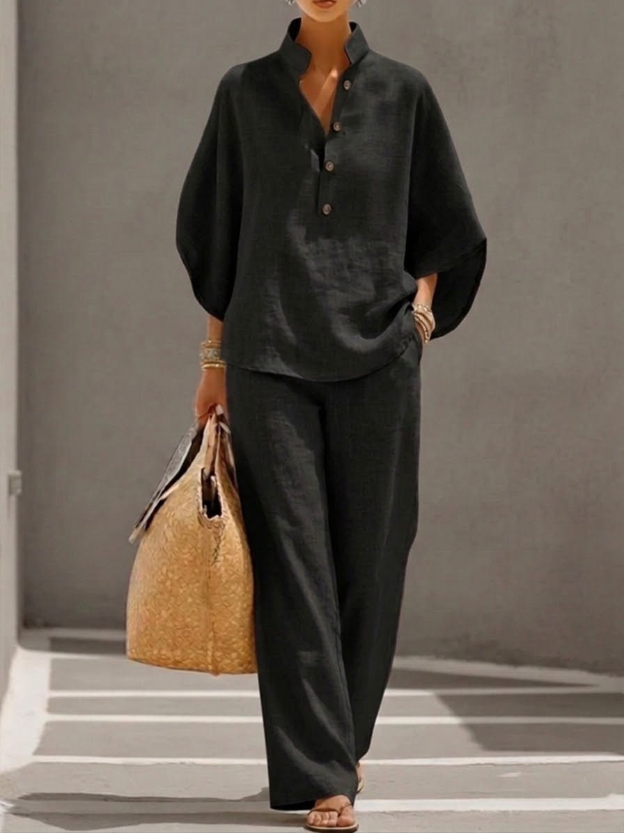 Nerina | Women's Breezy Effortless Loungewear Two Piece Set-Metro Lane Plaza