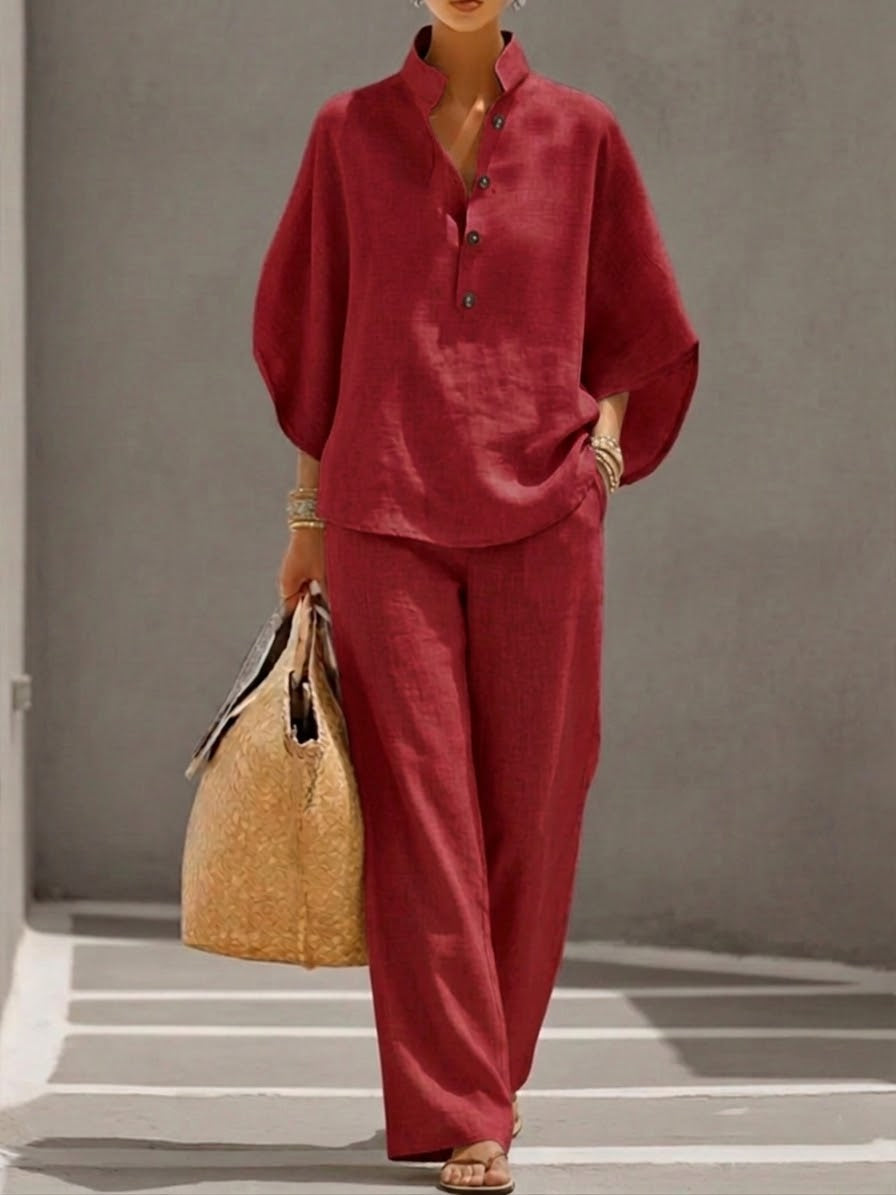 Nerina | Women's Breezy Effortless Loungewear Two Piece Set-Metro Lane Plaza