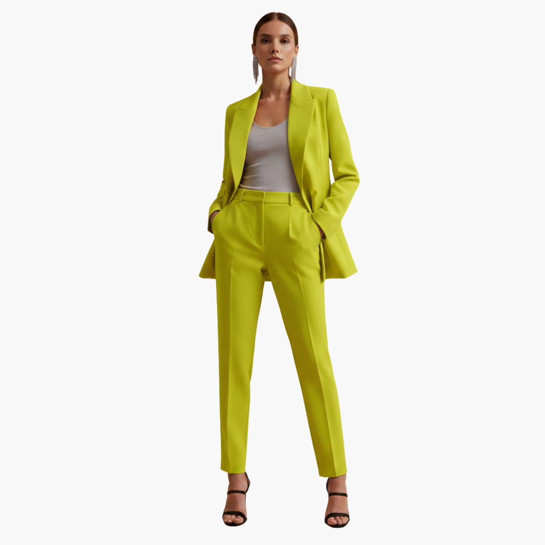 Natasha | Women's Elegant Double-Breasted Tailored Suit Set-Metro Lane Plaza