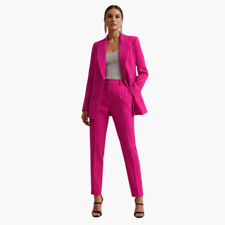 Natasha | Women's Elegant Double-Breasted Tailored Suit Set-Metro Lane Plaza
