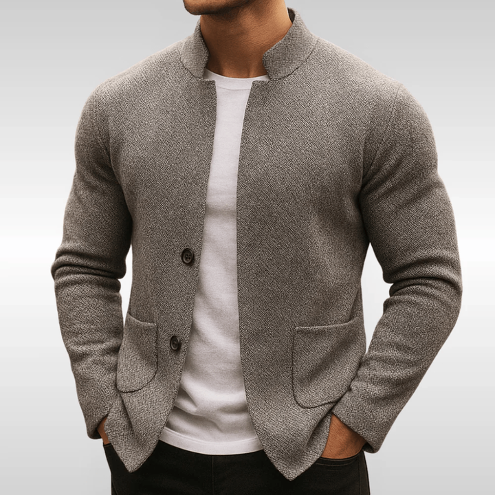 Ethan | Men's Modern Textured Business Knit Cardigan-Metro Lane Plaza