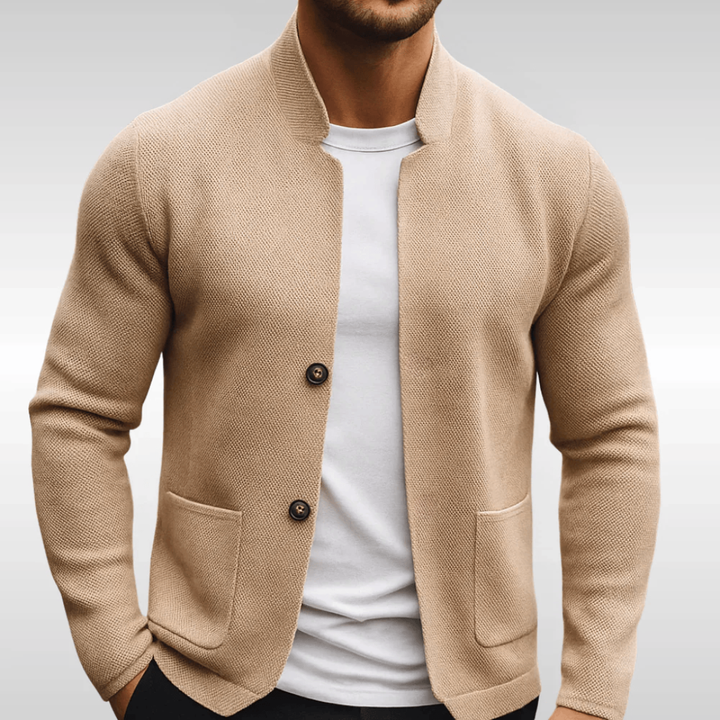 Ethan | Men's Modern Textured Business Knit Cardigan-Metro Lane Plaza