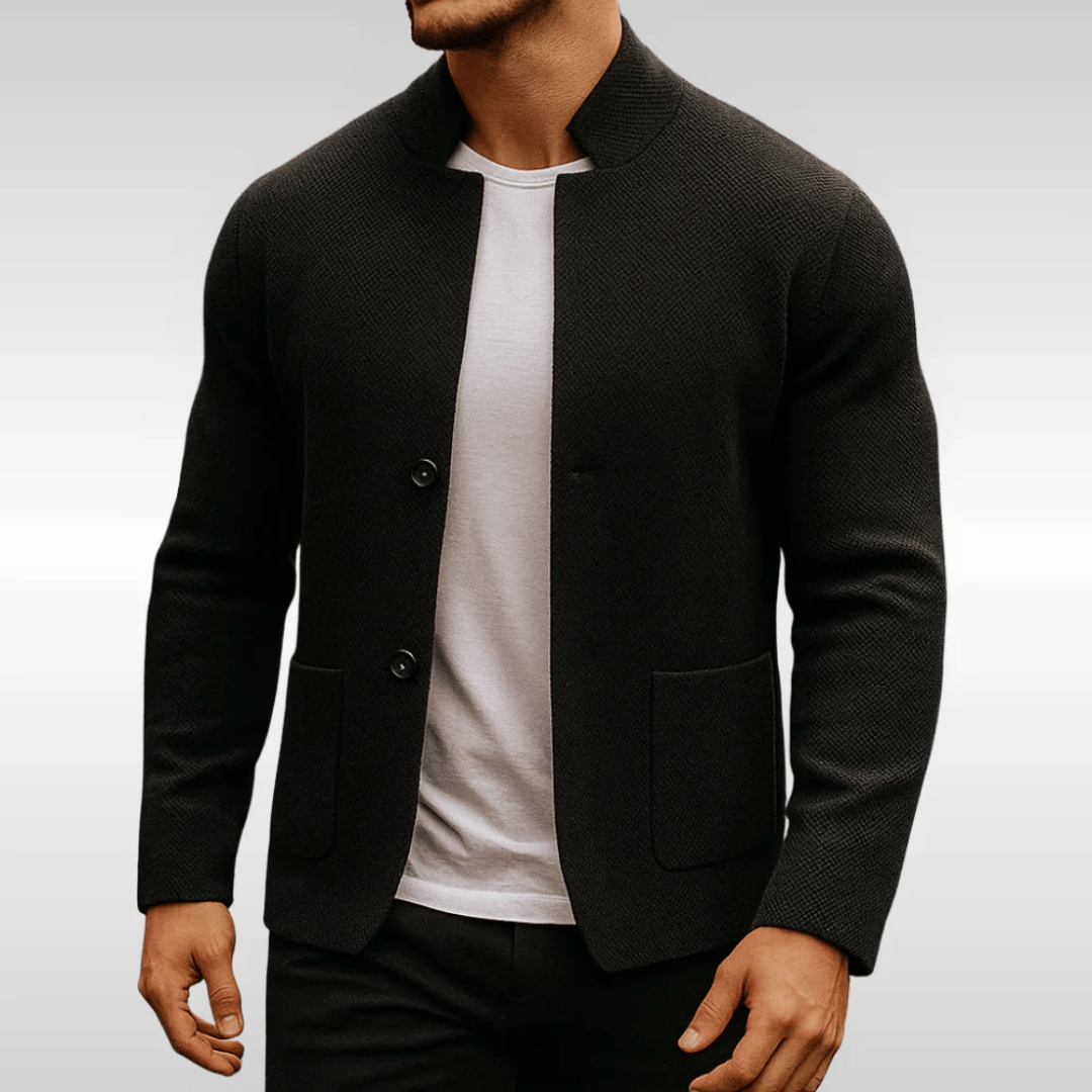 Ethan | Men's Modern Textured Business Knit Cardigan-Metro Lane Plaza
