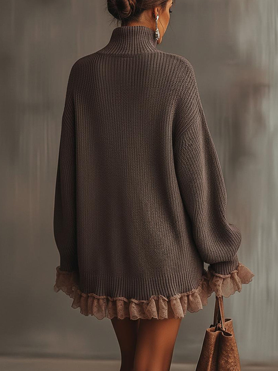 Emily | Women's Elegant Ruffled Knit Winter Dress-Metro Lane Plaza