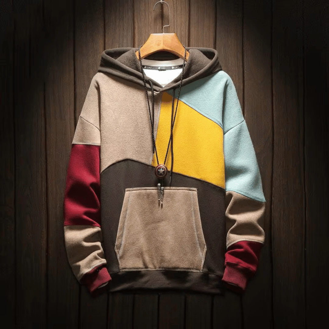 Ethan | Men's Modern Color-Block Oversized Hoodie-Metro Lane Plaza