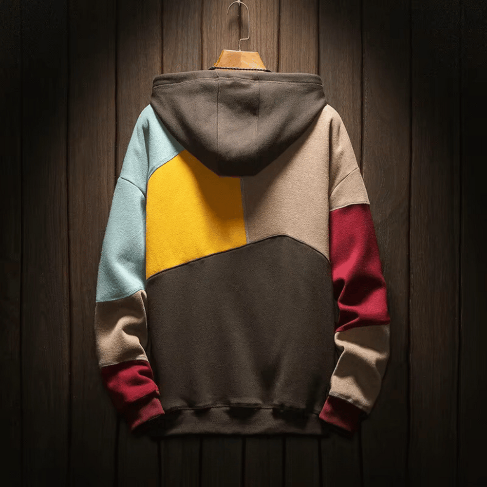 Ethan | Men's Modern Color-Block Oversized Hoodie-Metro Lane Plaza