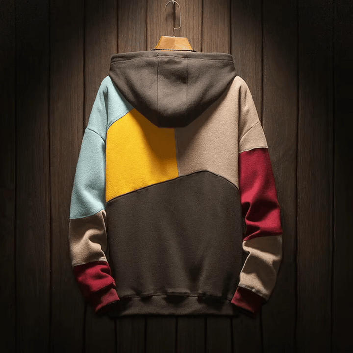 Ethan | Men's Modern Color-Block Oversized Hoodie-Metro Lane Plaza