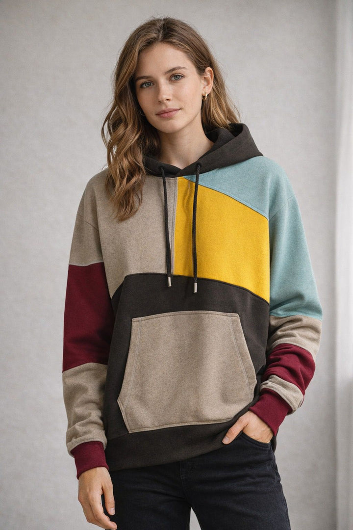 Ethan | Men's Modern Color-Block Oversized Hoodie-Metro Lane Plaza