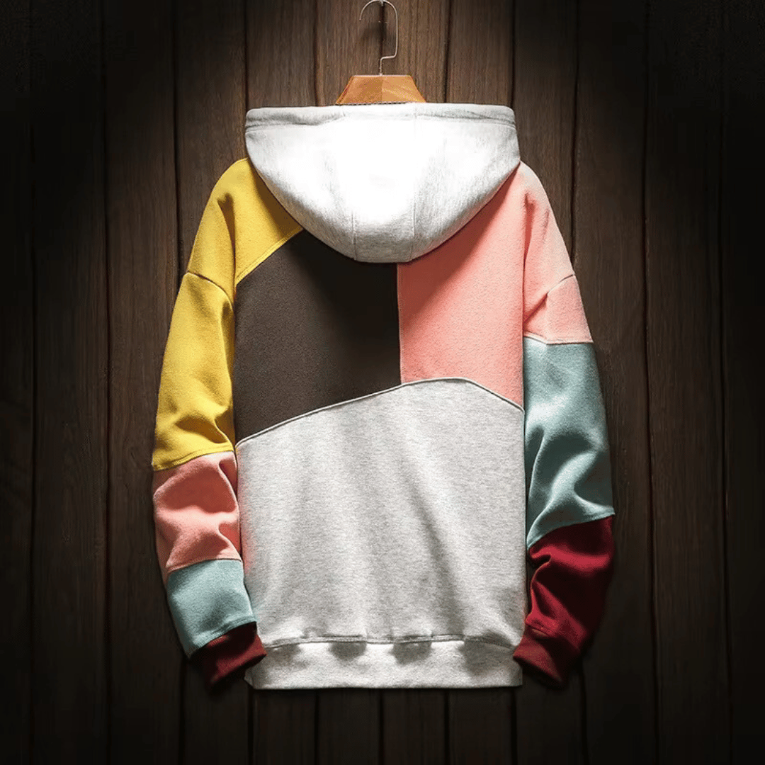 Ethan | Men's Modern Color-Block Oversized Hoodie-Metro Lane Plaza