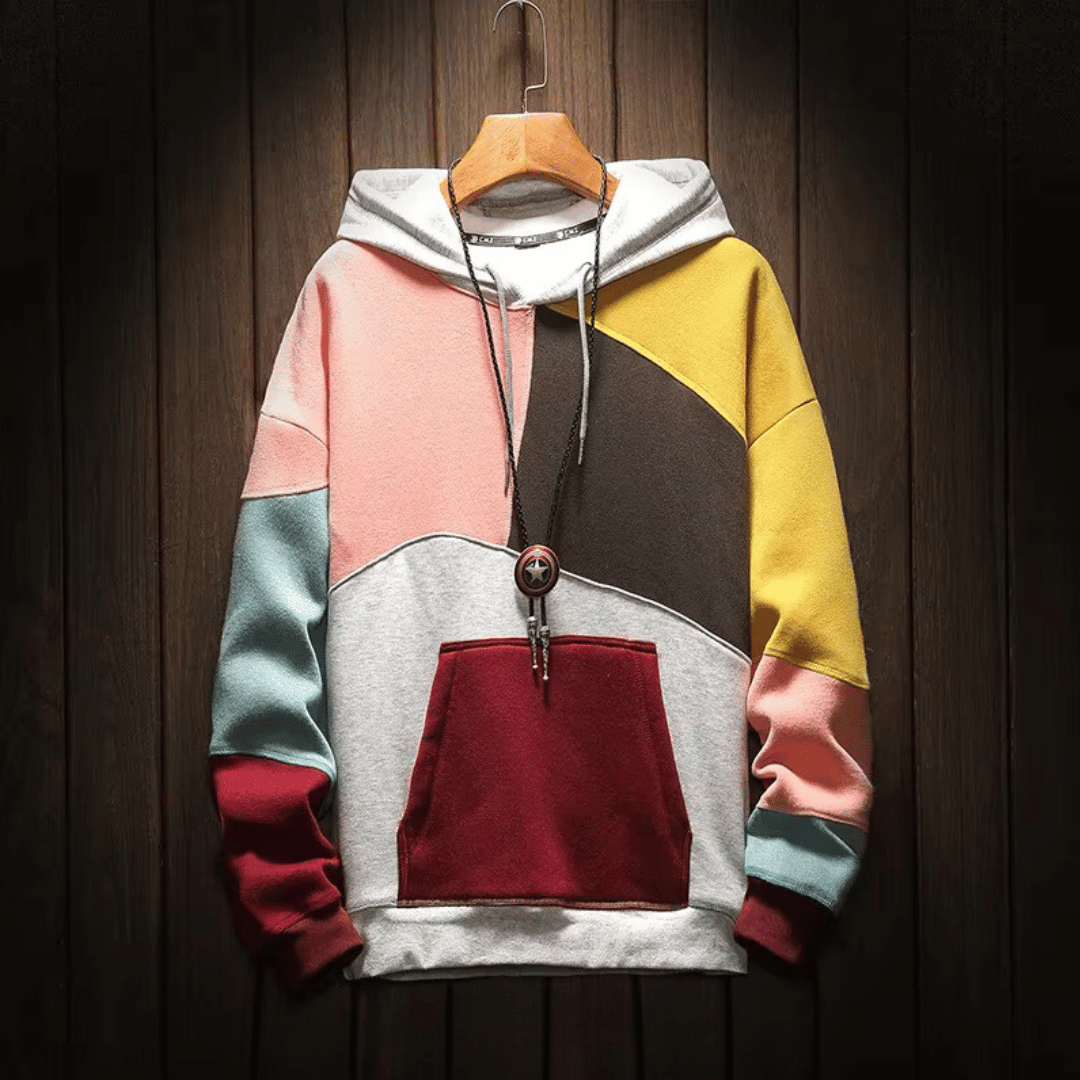 Ethan | Men's Modern Color-Block Oversized Hoodie-Metro Lane Plaza