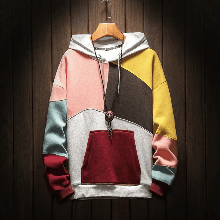 Ethan | Men's Modern Color-Block Oversized Hoodie-Metro Lane Plaza
